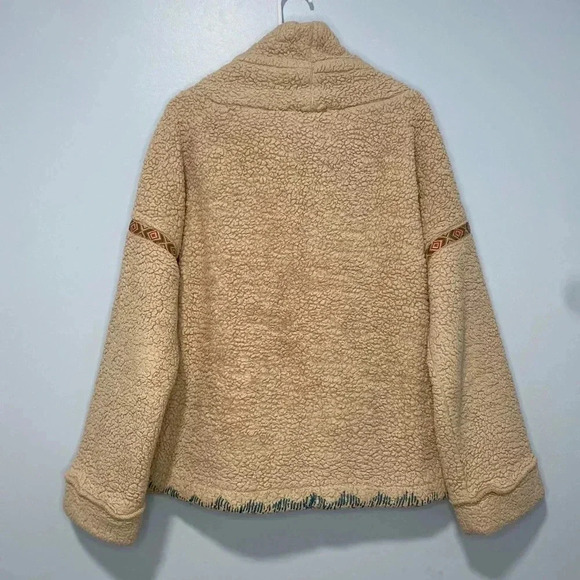 Sundance Mountain Loft Oversized Boho Pullover Sherpa Sweater Aztec Beige Sz XS - Picture 7 of 10
